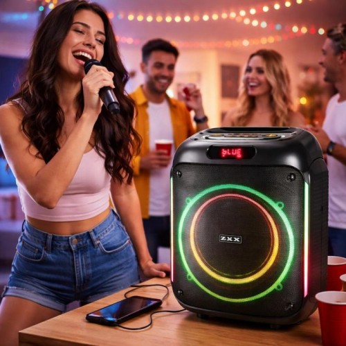 Портативная акустическая колонка с микрофоном, 800Вт, Bluetooth, ZXX-5502 Портативная акустическая колонка с микрофоном, 800Вт, Bluetooth, ZXX-5502