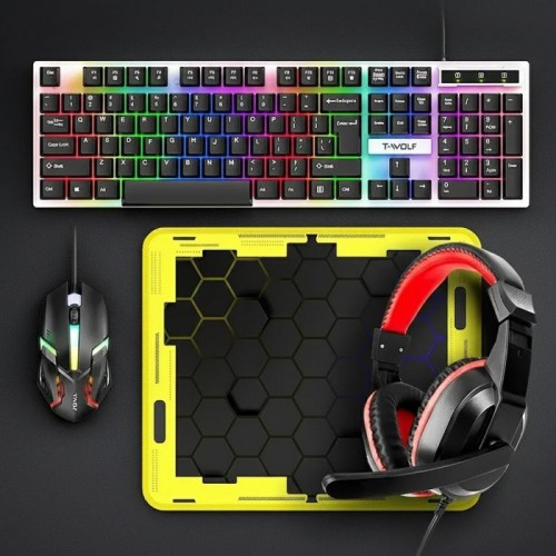 Игровой комплект для геймеров 4в1, Клавиатура+Наушники+Мышь+Коврик, TF-240