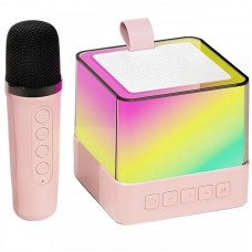 Портативна Bluetooth колонка з мікрофоном і RGB підсвічуванням, К18, Рожевий