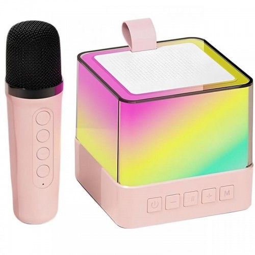Портативна Bluetooth колонка з мікрофоном і RGB підсвічуванням, К18, Рожевий