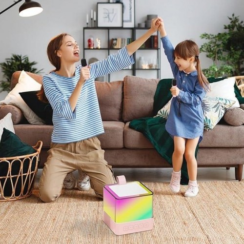 Портативна Bluetooth колонка з мікрофоном і RGB підсвічуванням, К18, Рожевий