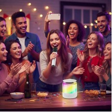 Портативна Bluetooth колонка з LED підсвічуванням і мікрофоном, К19, Білий