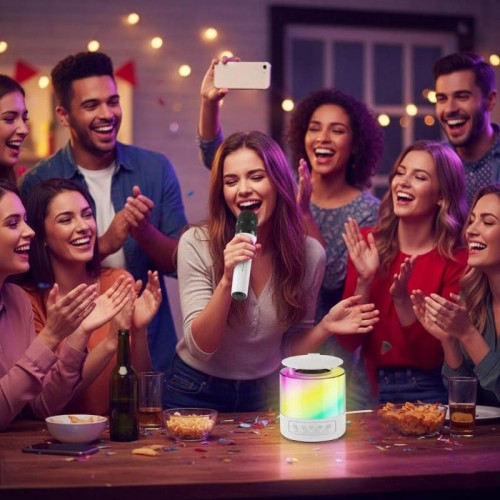 Портативна Bluetooth колонка з LED підсвічуванням і мікрофоном, К19, Білий