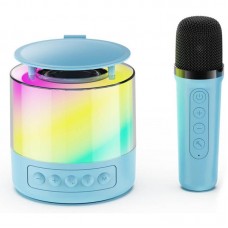 Портативна Bluetooth колонка з LED підсвічуванням і мікрофоном, К19, Блакитний