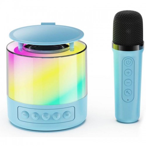 Портативна Bluetooth колонка з LED підсвічуванням і мікрофоном, К19, Блакитний