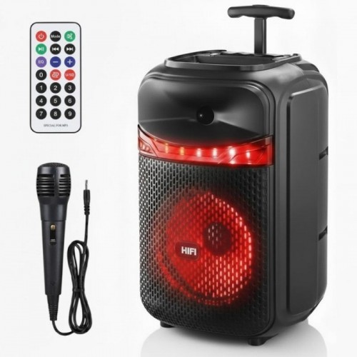 Портативна колонка музична, Bluetooth, 8, RGB LED + мікрофон та пульт, RX-8188