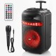 Портативна колонка музична, Bluetooth, 8, RGB LED + мікрофон та пульт, RX-8188