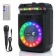 Портативная колонка музыкальная, Bluetooth, 8, 15 Вт, RGB LED + микрофон и пульт, ZQS8139