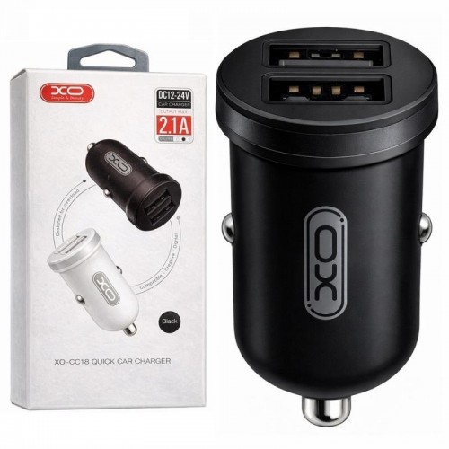 Автомобильное зарядное устройство 2 USB, 2.1 A, XO CC18, Черный