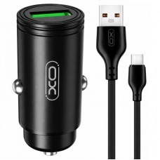 Автомобільний зарядний пристрій QC3.0 18W, XO CC39 + кабель USB-Type-C