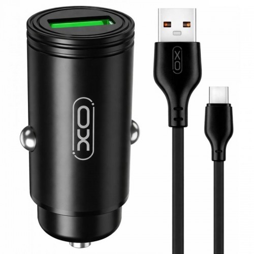 Автомобильное зарядное устройство QC3.0 18W, XO CC39 + кабель USB-Type-C