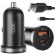 Автомобильное зарядное устройство 2 USB, 3A+ Micro кабель, XO CC56, Черный