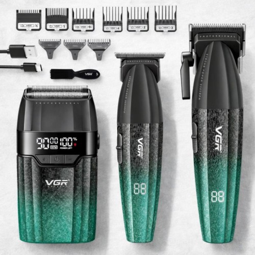 Комплект для стрижки 3в1 + 9 насадок, 2хUSB, VGR V-640