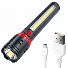 Ручний ліхтар акумуляторний із зумом та бічним світлом, від USB, Bailong BL-F863