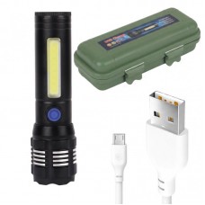 Ручний ліхтар акумуляторний із зумом та бічним світлом, від USB, Bailong BL-F981