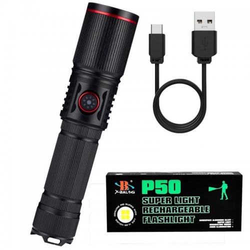 Ручной фонарь аккумуляторный с зумом, от USB, Bailong BL-S009-P50