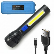 Ручний ліхтар акумуляторний із зумом, від USB, Bailong CB-C12-P50-COB