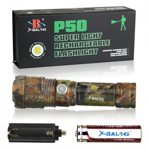 Аккумуляторный ручной фонарь с USB, 5 режимов, Bailong BL-P512M-P50