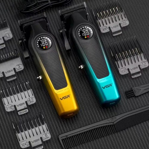 Акумуляторна машинка для стрижки +6 насадок, VGR V-196, Жовтий Акумуляторна машинка для стрижки +6 насадок, VGR V-196, Жовтий