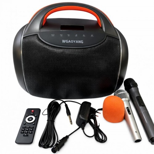 Портативна Bluetooth колонка + 2 мікрофона, від USB, 50 Вт, WGY-502