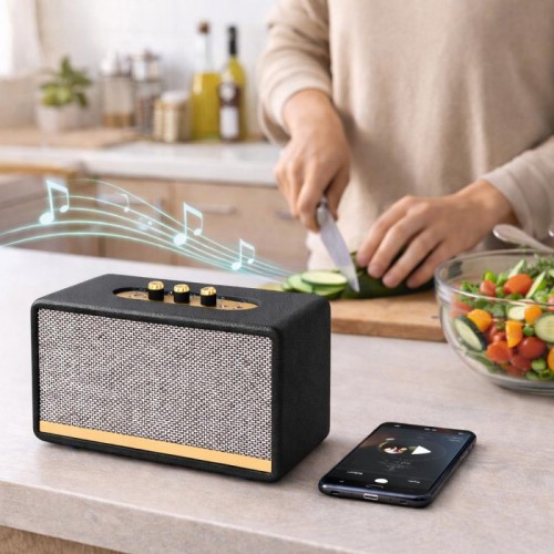 Колонка Bluetooth деревянная портативная 1500 мАч, FM радио, TWS, M28, Черный Колонка Bluetooth деревянная портативная 1500 мАч, FM радио, TWS, M28, Черный