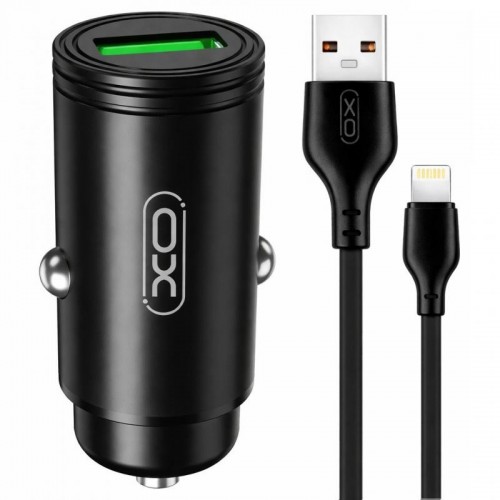 Автомобильное зарядное устройство QC3.0 18W, XO CC39 + кабель USB-Lightning