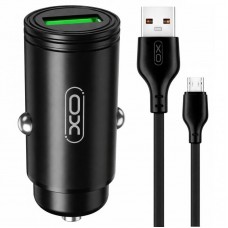 Автомобільний зарядний пристрій QC3.0 18W, XO CC39 + кабель USB-microUSB
