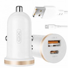 Автомобільний зарядний пристрій 2 USB, 3A+ Micro кабель, XO CC56, Білий