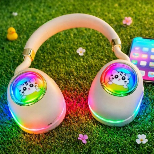 Бездротові навушники з підсвічуванням 5W, Bluetooth, USB, ST862, Бежевий