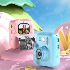 Фотоапарат миттєвого друку + 1 термопапір, від USB, Блакитний