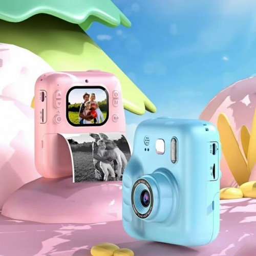 Фотоапарат миттєвого друку + 1 термопапір, від USB, Блакитний Фотоапарат миттєвого друку + 1 термопапір, від USB, Блакитний