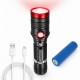 Аккумуляторный фонарь с красным светом, ZOOM, micro-USB, 736-TG(Red)