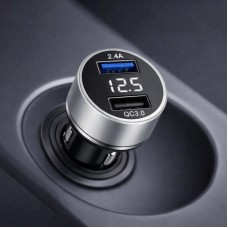 Автомобільний зарядний пристрій 2 USB, 2,4 A, QC3,0, HQC1