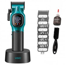 Машинка для стрижки VGR V-886C з LED дисплеєм 9000RPM зелена