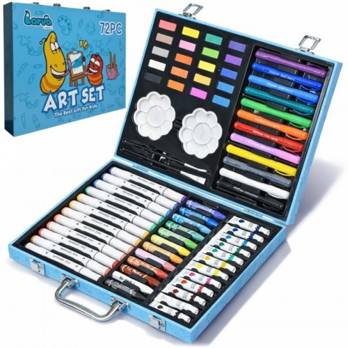 Детский набор для рисования 72 предмета + кейс, Art Set, Голубой