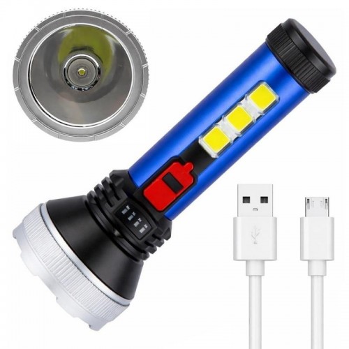 Ручний ліхтар з боковим підсвічуванням 5W LED + 3 COB, 4 режими, micro USB, COBA CB-C95