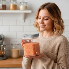 Герметичний контейнер для продуктів 0,9 л прямокутний з кришкою, Сірий