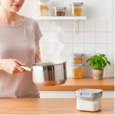 Герметичний контейнер 0,4 л квадратний сірий для продуктів