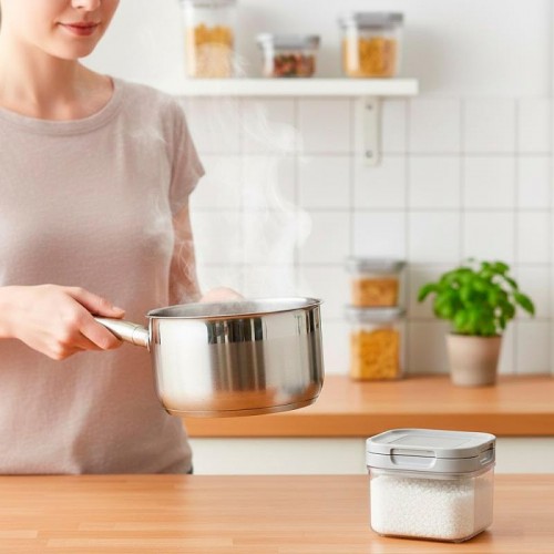 Герметичний контейнер для продуктів 0,4 л квадратний, Сірий Герметичний контейнер для продуктів 0,4 л квадратний, Сірий