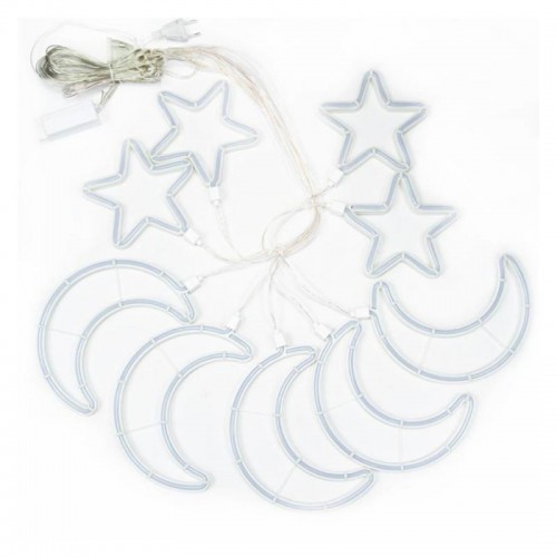 Гирлянда штора от сети 3м Луна и Звезды 9шт Copper curtain ball lamp Xmas 9WW-1, Теплый белый