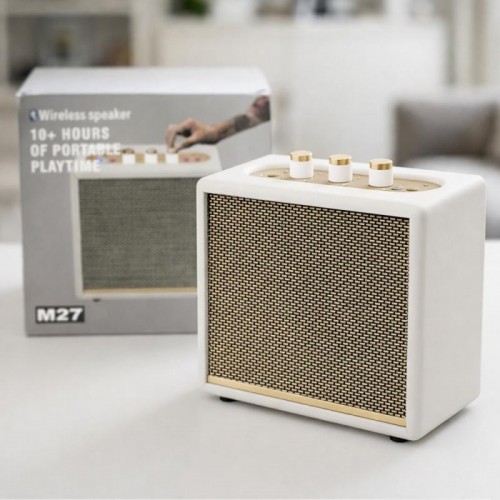 Bluetooth міні-колонка від акумулятора та мережі, 1500 мАг, M27, Білий