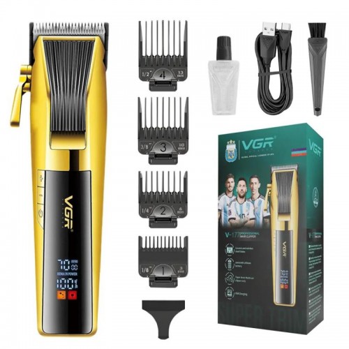 Машинка акумуляторна для стрижки волосся + 4 насадки, з USB, VGR V-177