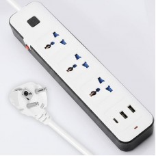 Сетевой удлинитель-разветвитель 3 розетки с USB Type-C, 2м, WL-7