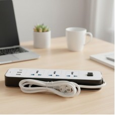 Сетевой удлинитель-разветвитель 3 розетки с USB Type-C, 2м, WL-7