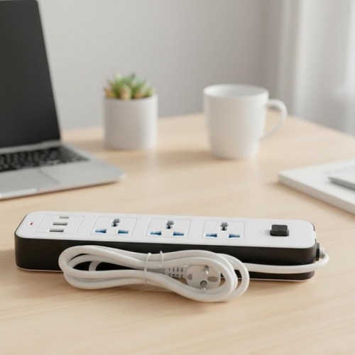 Сетевой удлинитель-разветвитель 3 розетки с USB Type-C, 2м, WL-7