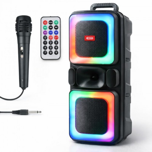 Портативна колонка 20Вт + мікрофон з пультом, Bluetooth, FM, XO F55