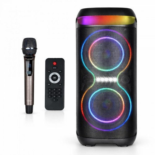 Портативна колонка з підсвіткою, Bluetooth + радіомікрофон з пультом, USB, TF, XO F70