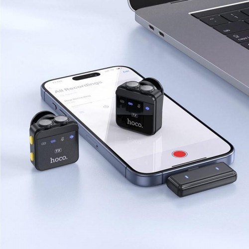 2 шт Бездротові мікрофони петличка для телефону в кейсі Type-C Lightning HOCO L17 2 шт Бездротові мікрофони петличка для телефону в кейсі Type-C Lightning HOCO L17