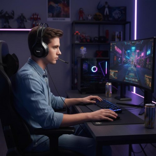 Игровые наушники с микрофоном, USB+3,5 мм, кабель 1,8 м, HOCO W106 Игровые наушники с микрофоном, USB+3,5 мм, кабель 1,8 м, HOCO W106