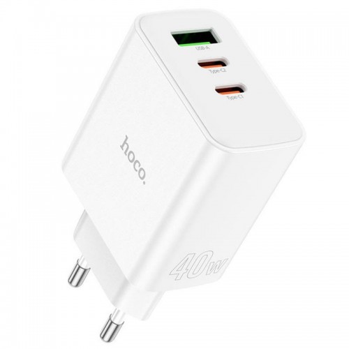 Сетевое зарядное устройство 40Вт, (1хUSB, 2хType-C), HOCO C126A